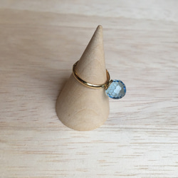 【SALE〜12/30まで】Sea blue SWALOVSKI ring/フリーサイズ・ピンキーリング 2枚目の画像