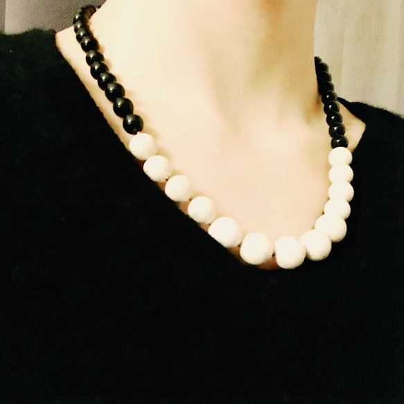 Riverstone × Onyx × MetalBeads necklace 5枚目の画像