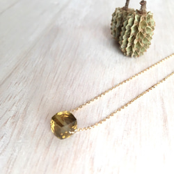 14KGF/Champagne Quartz Cube necklace 2枚目の画像