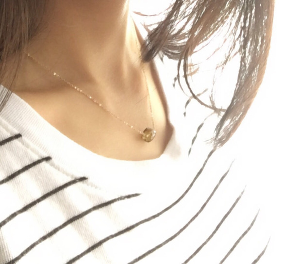 14KGF/Champagne Quartz Cube necklace 5枚目の画像