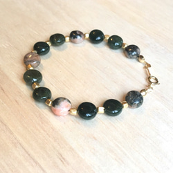 14kgf/Green Rutile Quartz×Inca Rose bracelet 2枚目の画像