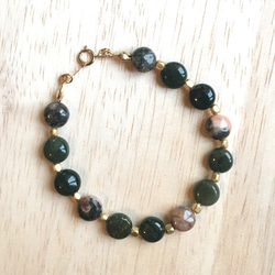 14kgf/Green Rutile Quartz×Inca Rose bracelet 4枚目の画像