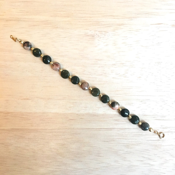 14kgf/Green Rutile Quartz×Inca Rose bracelet 5枚目の画像