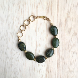 14kgf/Chrysocolla × Brass Beads swing bracelet 1枚目の画像