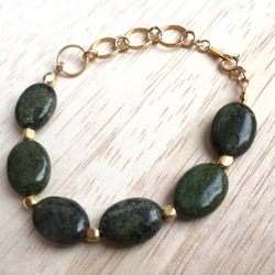 14kgf/Chrysocolla × Brass Beads swing bracelet 3枚目の画像