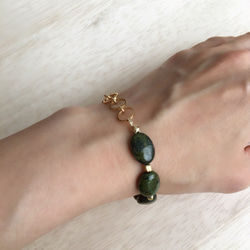 14kgf/Chrysocolla × Brass Beads swing bracelet 4枚目の画像