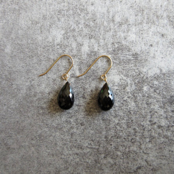 [八月生日石] 美麗的“黑色尖晶石”吊墜耳環/耳環 第10張的照片