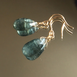 【三月生日石】11mm“苔蘚海藍寶石”吊墜耳環/耳環 第4張的照片