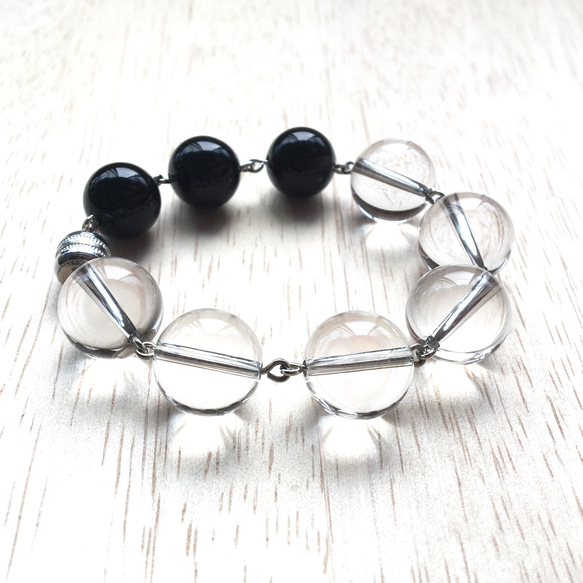 Crystal × Black Onyx bracelet 4枚目の画像