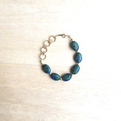 14kgf/Azurmalachite × brass beads swing bracelet 1枚目の画像