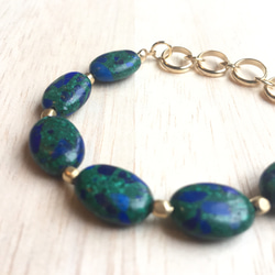 14kgf/Azurmalachite × brass beads swing bracelet 2枚目の画像