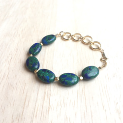 14kgf/Azurmalachite × brass beads swing bracelet 3枚目の画像
