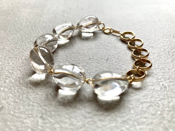 Brass ring×Crystal bracelet 1枚目の画像