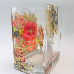 華やかな花瓶 ガラス絵 3枚目の画像