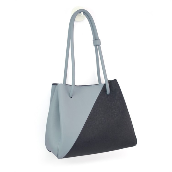 Blanc de Blancs small tote bag- sky blue& navy blue 6枚目の画像