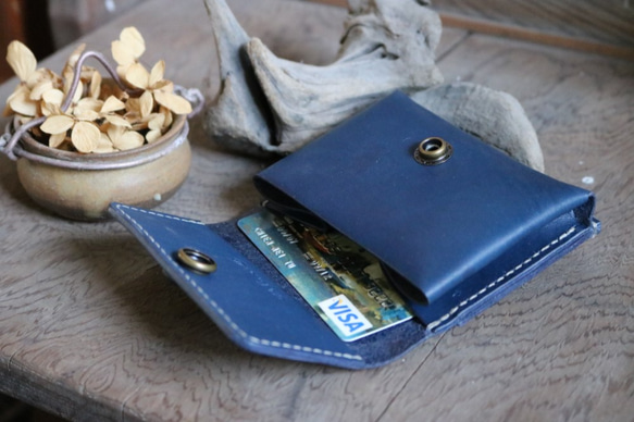 ライフデイカード財布---ディープシーブルー[チェンレザー] 2枚目の画像