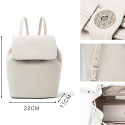 【夏新商品】牛革　レザー バックパック鞄　White M 5枚目の画像