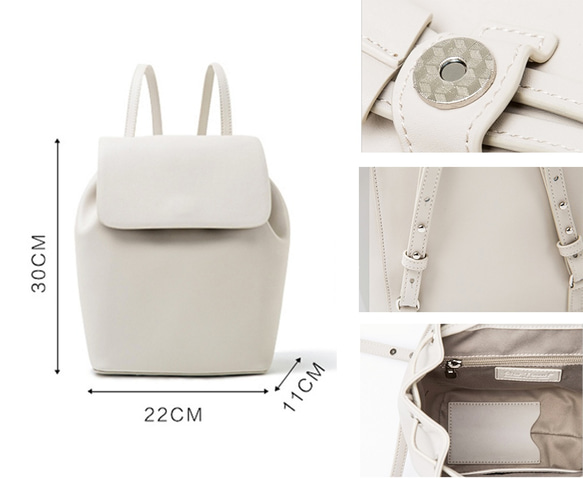 【夏新商品】牛革　レザー バックパック鞄　White M 5枚目の画像