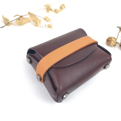 【送料無料】高級牛革　小さいお財布・小物入れ・コイン/カード入れ　Chocolate 1枚目の画像