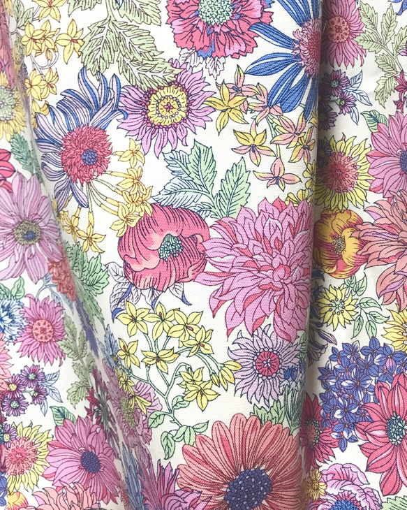 春色フラワーのギャザースカート☆ピンクブルー 3枚目の画像