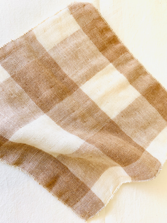 有機棉三重紗巾【織紋格紋】小小號 第3張的照片