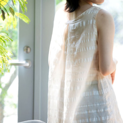 OrganicCotton &amp; Linen Border Back Tuck 無袖襯衫 第6張的照片