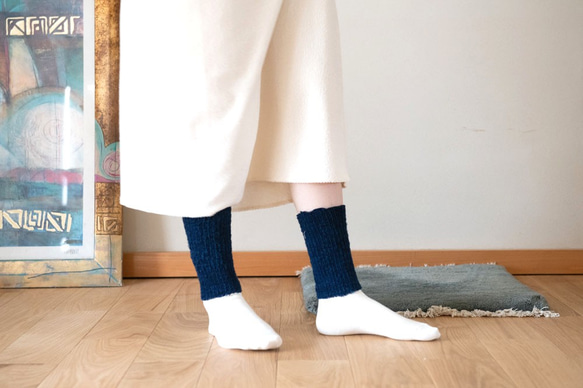 靛藍染色嘉拉紡手臂和腿部保暖套 [有機棉] 第2張的照片