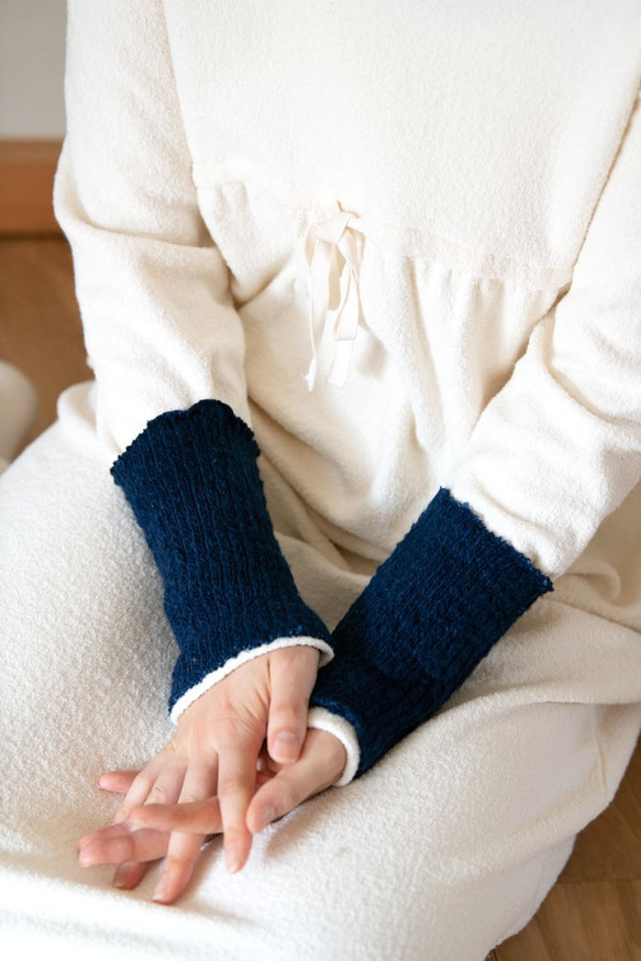 靛藍染色嘉拉紡手臂和腿部保暖套 [有機棉] 第5張的照片