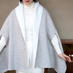ヤク混起毛ニット／大判ポンチョストール【OrganicCotton+ヤク毛】 2枚目の画像