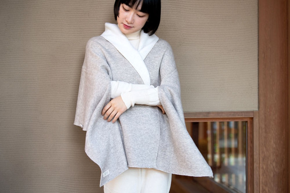 ヤク混起毛ニット／大判ポンチョストール【OrganicCotton+ヤク毛】 6枚目の画像