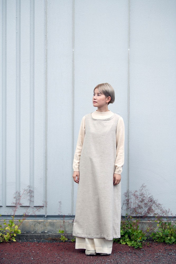 Organic Cotton ヤク混ネル生地　ノースリーブロングワンピース Organic Cotton