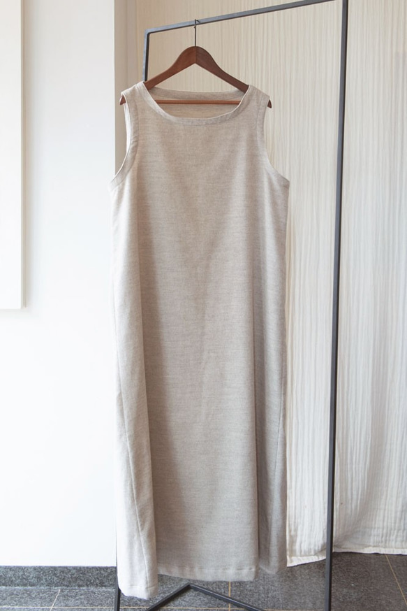Organic Cotton ヤク混ネル生地　ノースリーブロングワンピース Organic Cotton