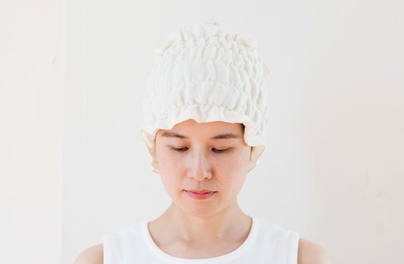 幅広ヘアーバンド Organic Cotton 3重ガーゼ【生成り色】 2枚目の画像