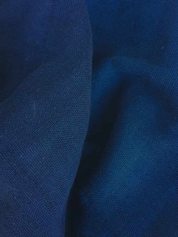 有機棉太陽帽（靛藍染色紗布） 第6張的照片