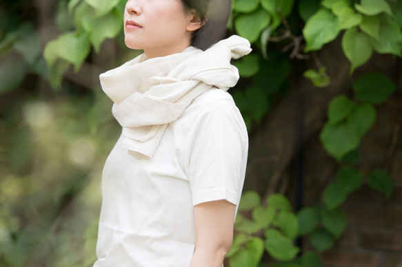 Organic Cotton＆linen　Wガーゼマフラー【37㎝幅】 1枚目の画像