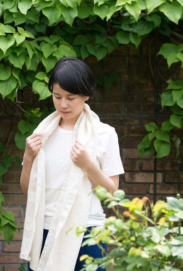 Organic Cotton＆linen　Wガーゼマフラー【37㎝幅】 2枚目の画像