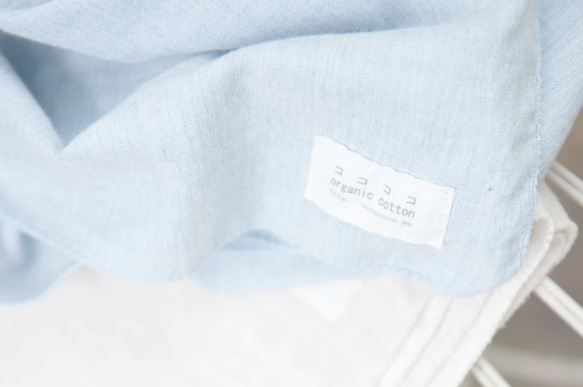 遮陽篷和冷卻措施有機棉薄人字形織物圍巾 [淺藍色 / 45 厘米寬] 第5張的照片
