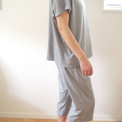 有機棉法式袖寬鬆睡衣【灰色薄款針織布料】 第1張的照片