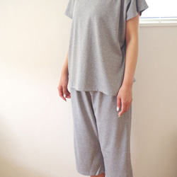 有機棉法式袖寬鬆睡衣【灰色薄款針織布料】 第3張的照片