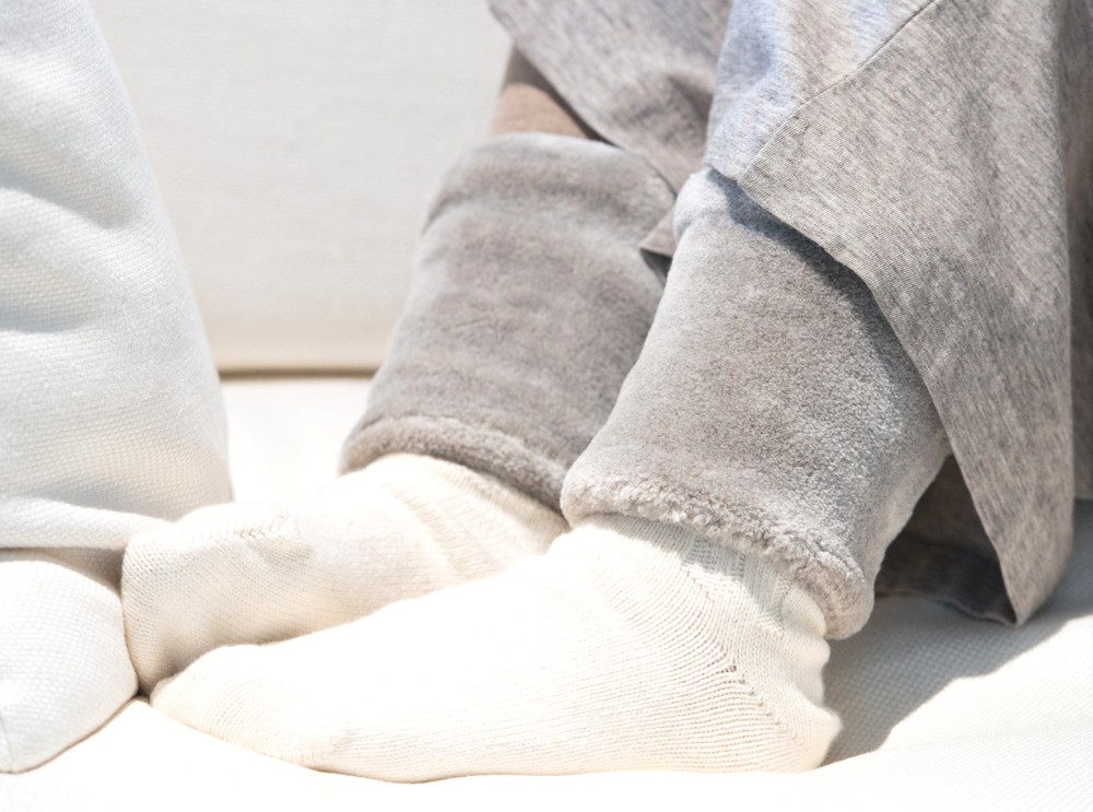 Organic Cotton Fur　ヤク混グレージュ足首ウォーマー