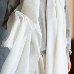 有機棉亞麻混合光滑紗布大幅面披肩[104厘米寬] 第2張的照片