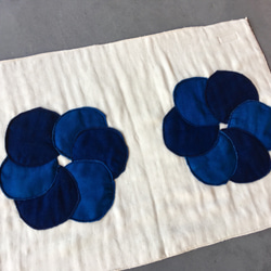 靛藍染色圖案A浴墊有機棉6折紗布 第2張的照片