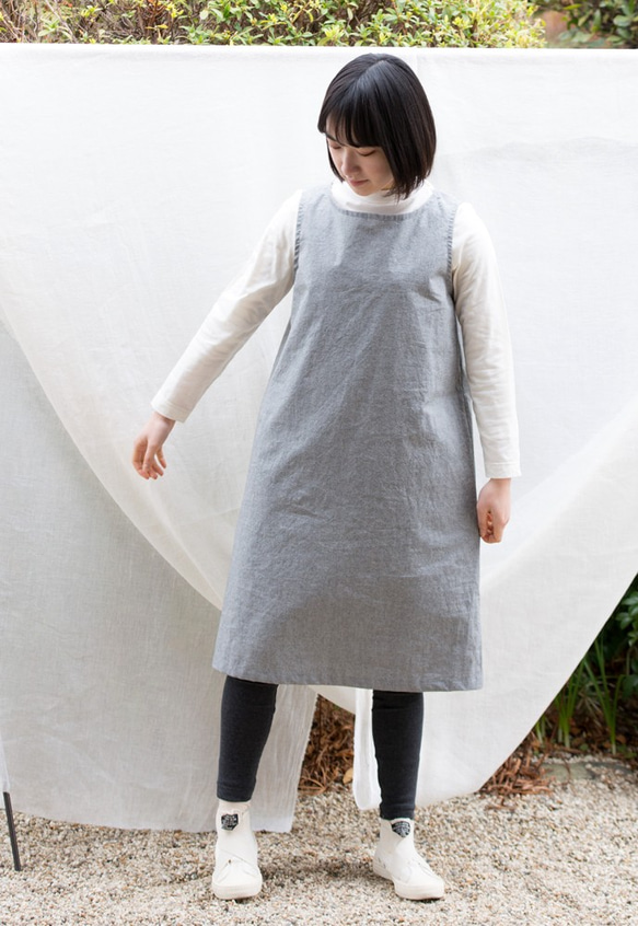 Organic Cotton オックスフォード　Aラインワンピース 3枚目の画像