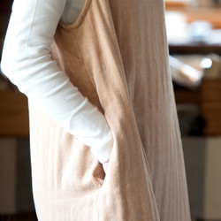 有機棉三層紗布棕色棉質A字連衣裙 第2張的照片