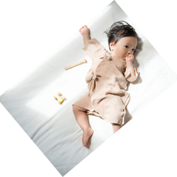 有機棉三層紗布嬰兒組合內衣[棕色] 第7張的照片