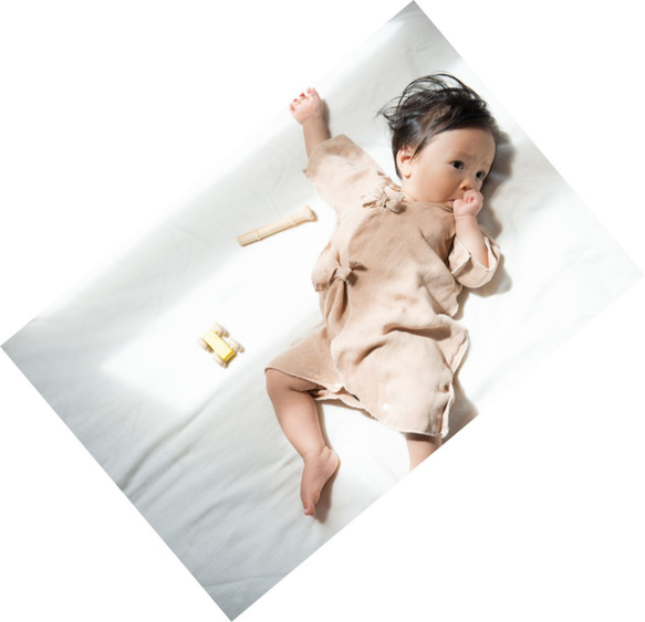 有機棉三層紗布嬰兒組合內衣[棕色] 第7張的照片