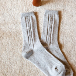 OrganicCotton Hitori 套絲棉襪和 Aran 針織襪 [犛牛灰] 第4張的照片