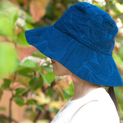 有機棉太陽帽【靛藍染料/植物編織紋】 第1張的照片