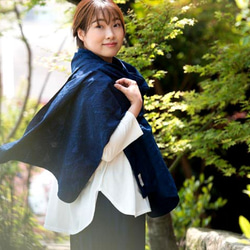 Organic Cotton 藍染 ストール【ボタニカル織り柄】 マフラー COCOCOCO