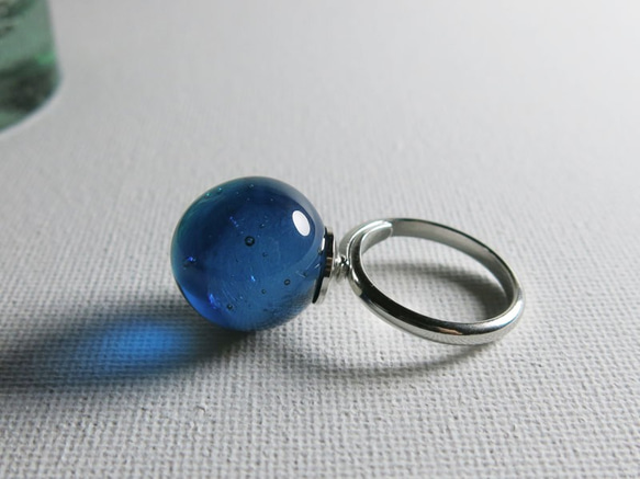 硝子玉リング（深海珠） 2枚目の画像